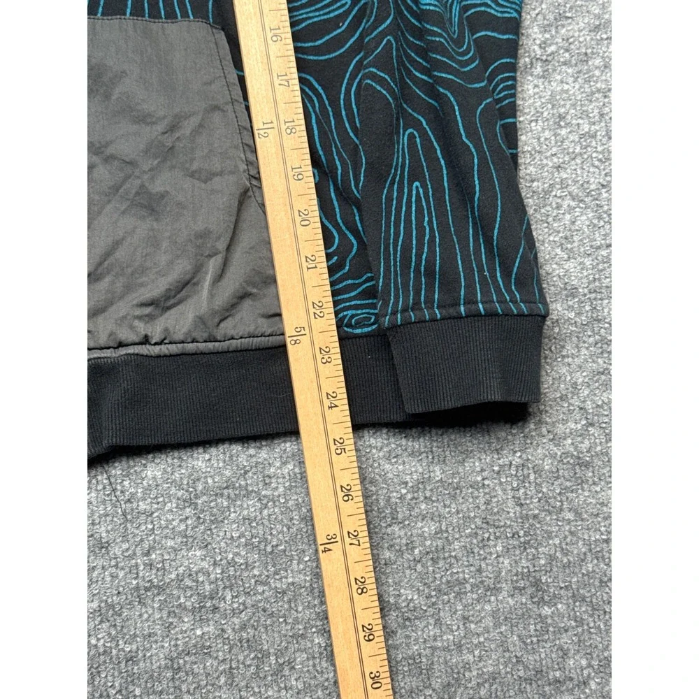 Mossimo Boys XL 16 Full Zip Hoodie Black Teal Topo Map Graphic Utility Pocket‎